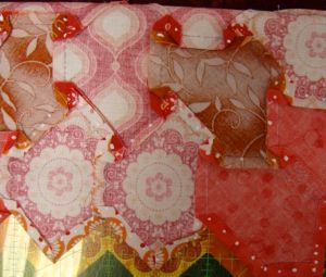 Dabs of glue on half of the block.