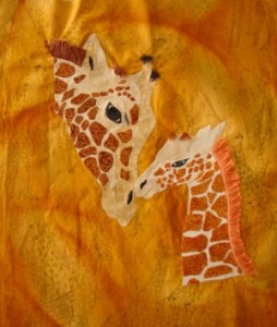 Julie's giraffe with hand embellished manes. 